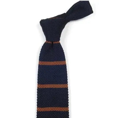 Dark Blue Striped Knitted Tie for Classy Men