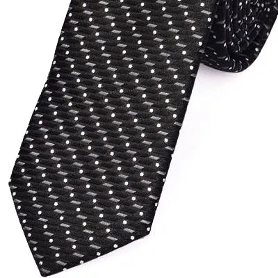 Classy Men Skinny Black Stripe Dot Tie