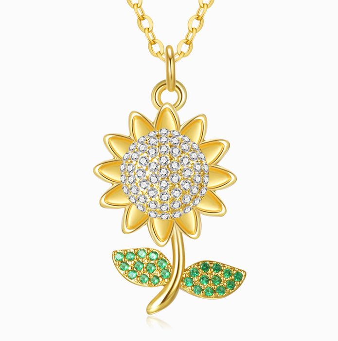 Jeweled Sunflower Gold Necklace
