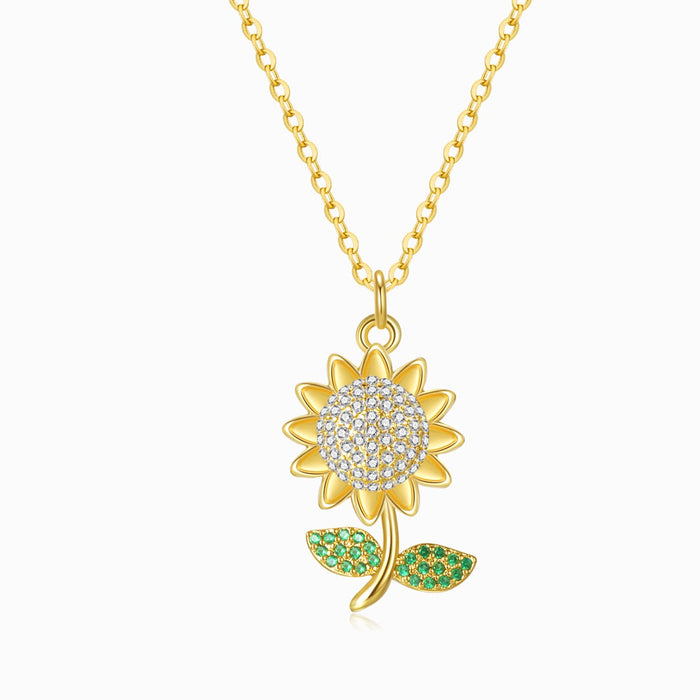 Jeweled Sunflower Gold Necklace