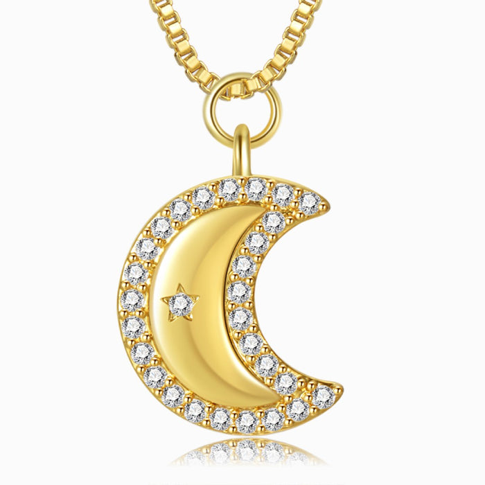 Jeweled Moon Gold Necklace