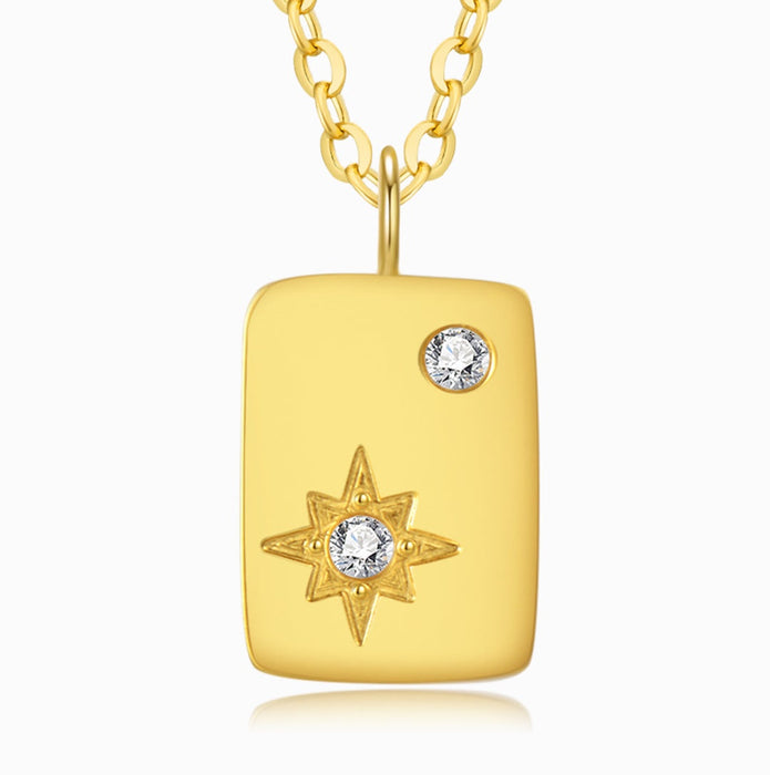 Star of David Gold Square Pendant Necklace