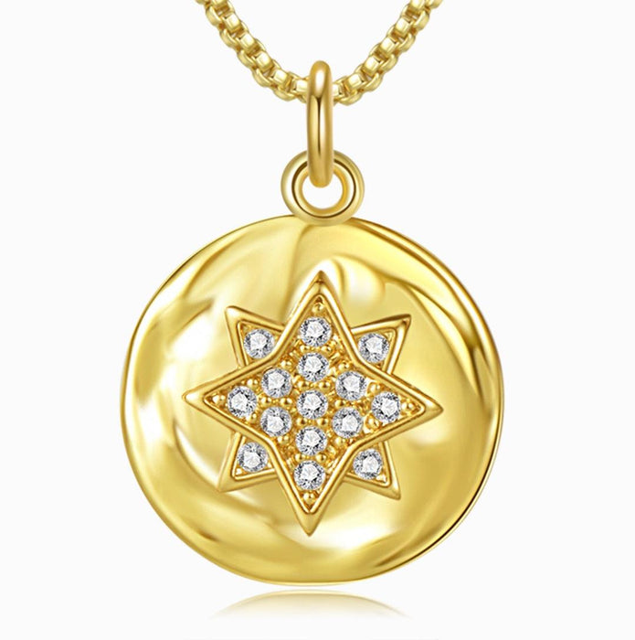 Jeweled Star of David Coin Necklace