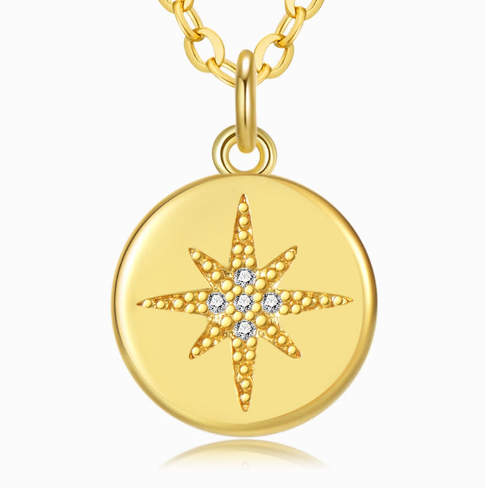 Crystal Star of David Gold Coin Necklace