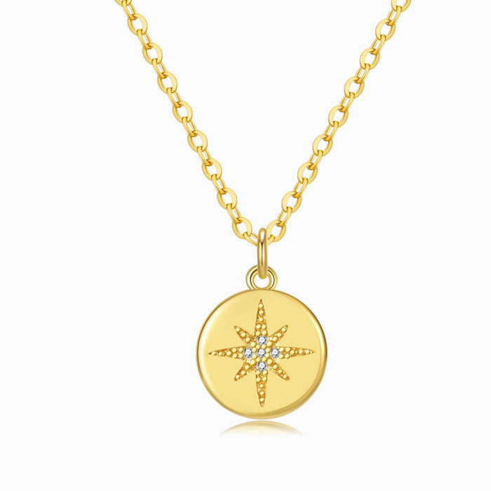 Crystal Star of David Gold Coin Necklace