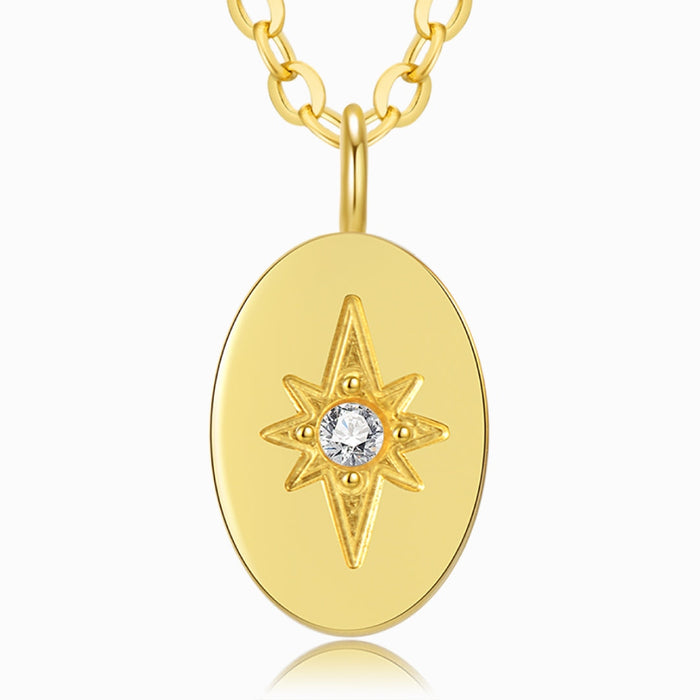 Oval Star of David Gold Necklace
