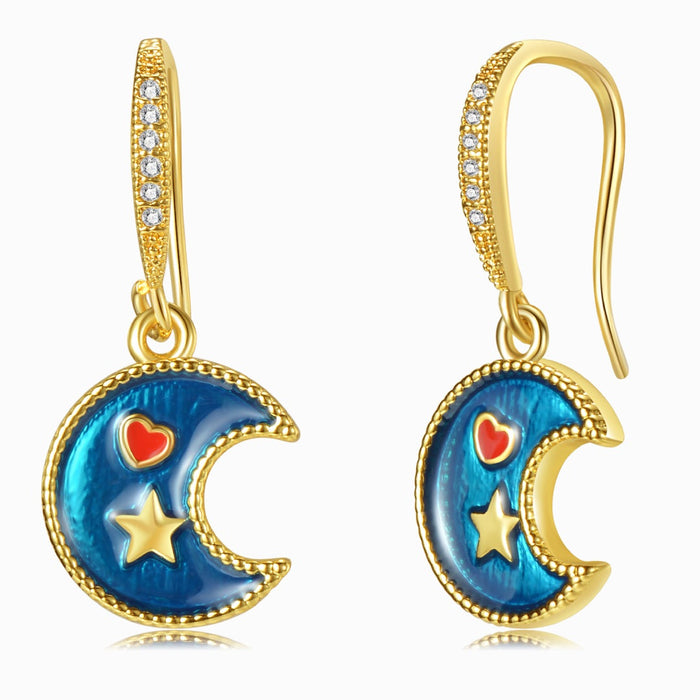 Blue Moon Gold Earrings