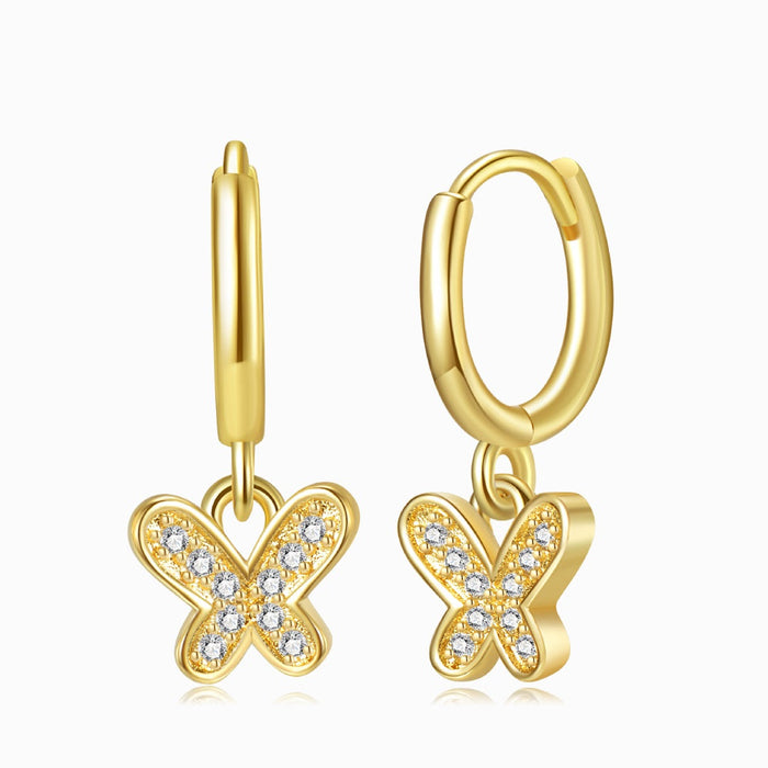 Jeweled Butterfly Gold Earrings