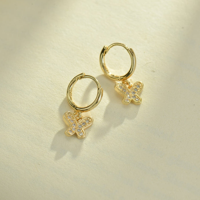 Jeweled Butterfly Gold Earrings