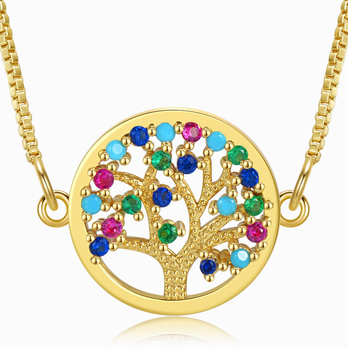 Round Multicolored Tree of Life Necklace