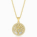 Round Tree of Life Crystal and Pearl Gold Necklace