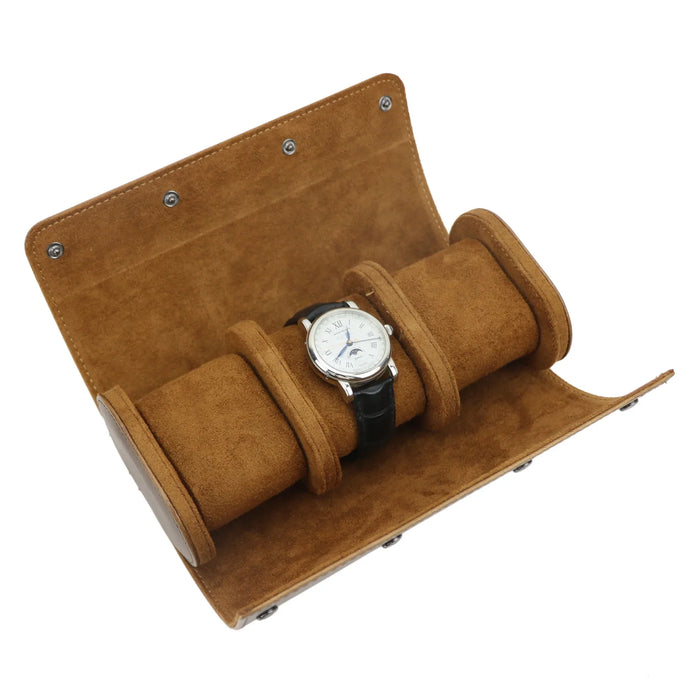 Elegant Brown Watch Case for 3 Watches