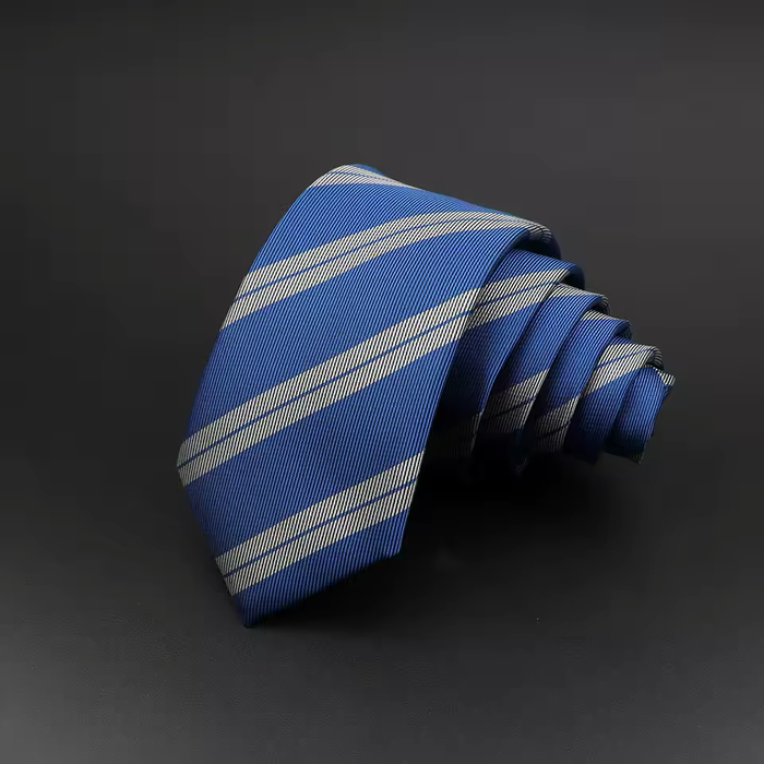 Grey Blue Tartan Silk Tie for Classy Men