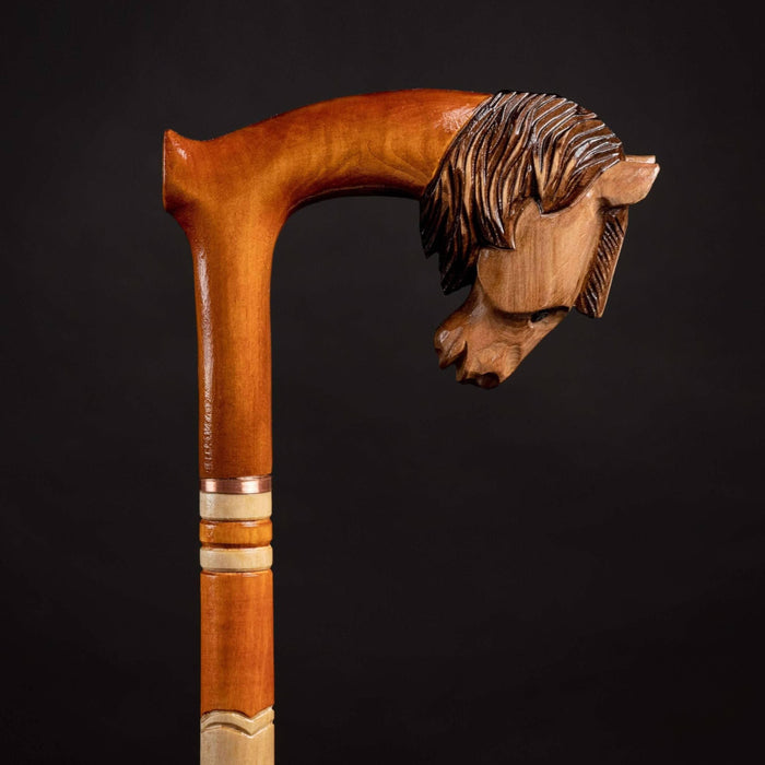 Hand Carved Horse Cane, Horse Head Walking Stick For Old Person