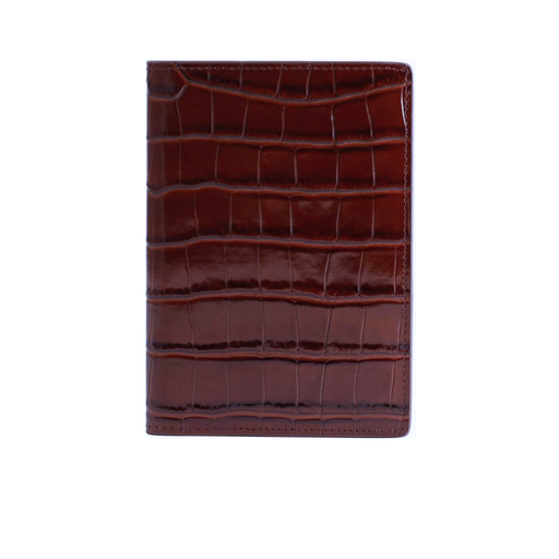 Handmade crocodile pattern leather passport holder minimalist design