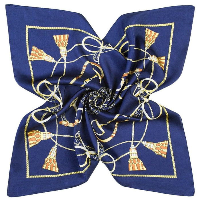 Exclusive Gold Horse Print Women's Satin Silk Scarf