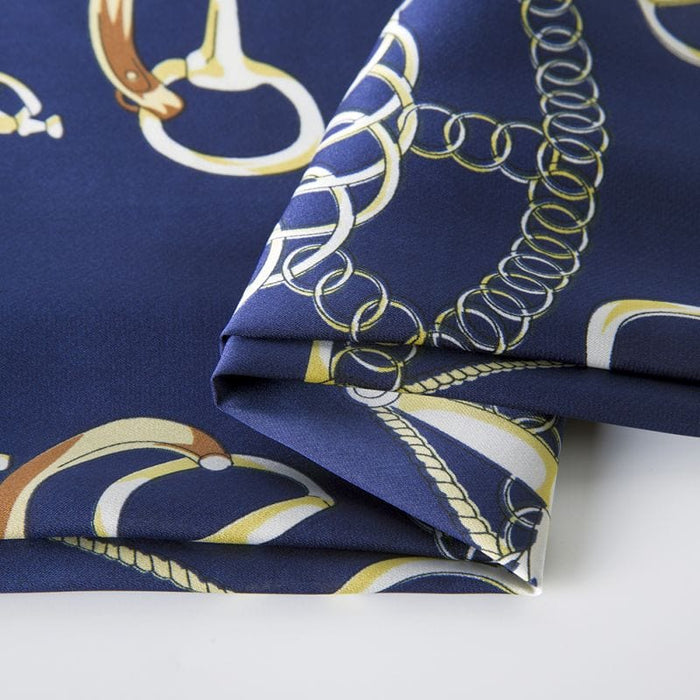 Exclusive Gold Horse Print Women's Satin Silk Scarf