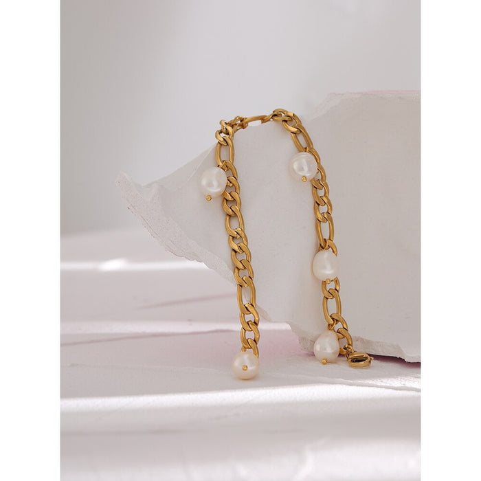 Designer Golden Bracelet with Pearls for Lady