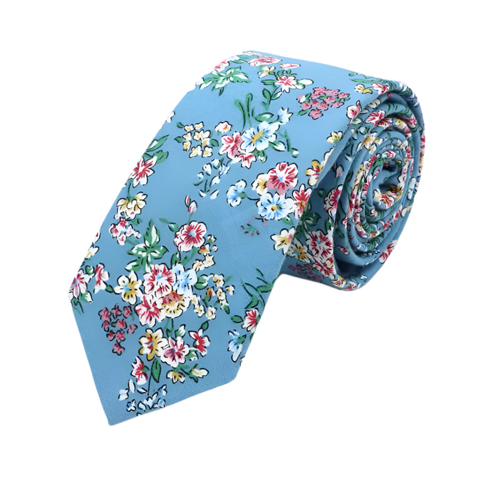 Tropical Flower Print Tie – Casual Cotton Neckwear Unique