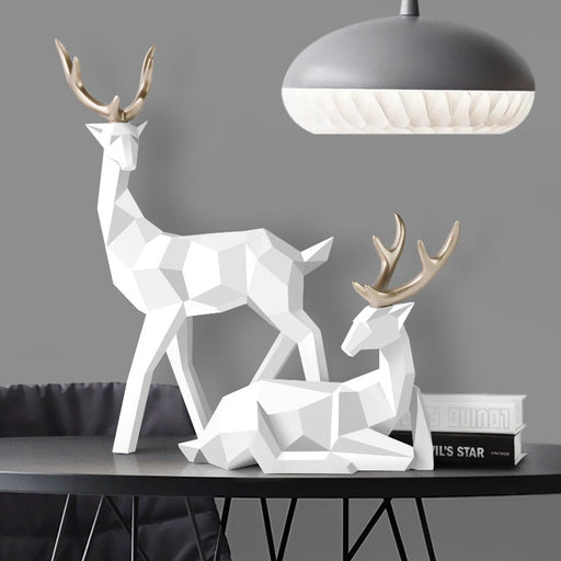 Lifelike Resin Deer Lady Statue Nordic