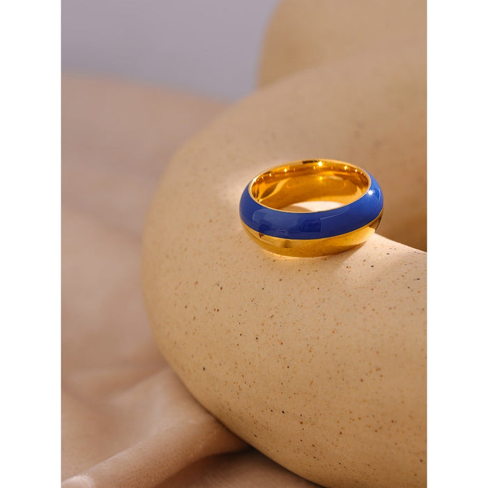 Stylish Colorful Design Golden Ring