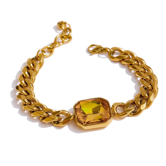 Big Crystal Golden Bracelet