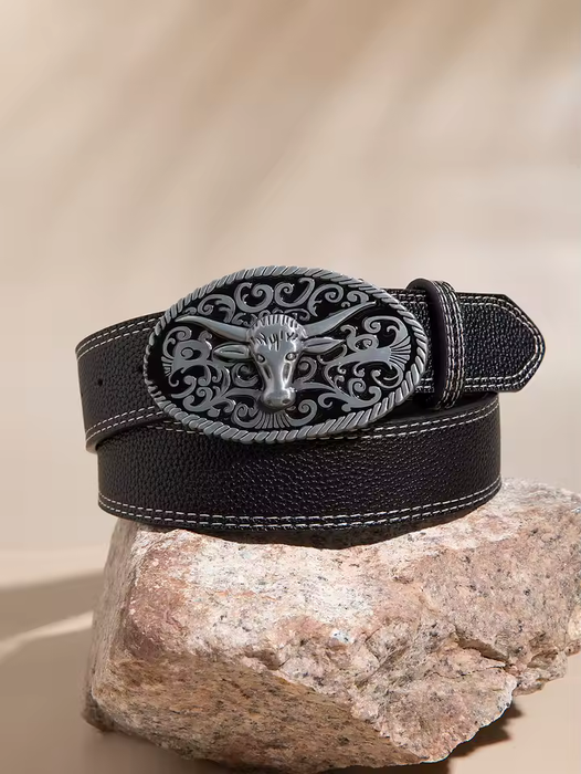 High-quality Silver Texas Western Belt For Men