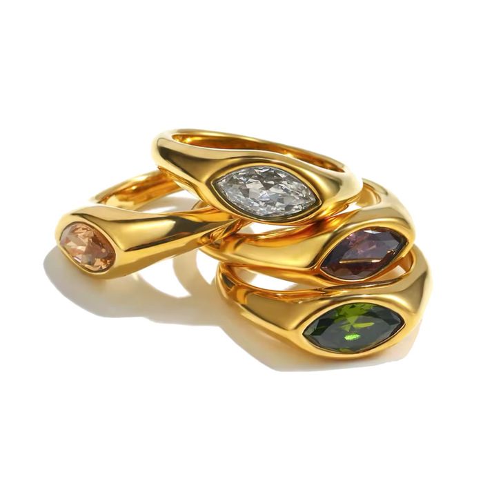 Horse eye zircon seal ring