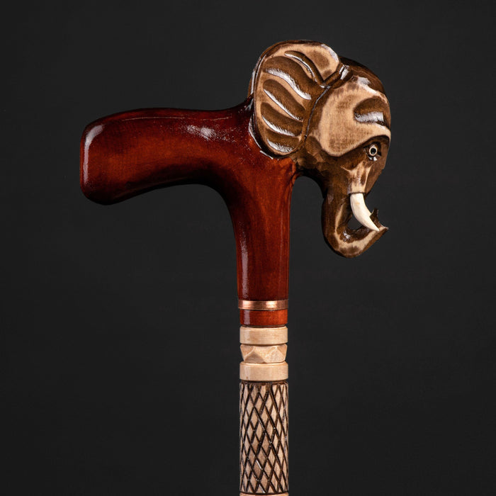 Stylish Elephant Head Walking Cane Hand Carved Walking Stick - Artynov | Unique Handmade Accessories