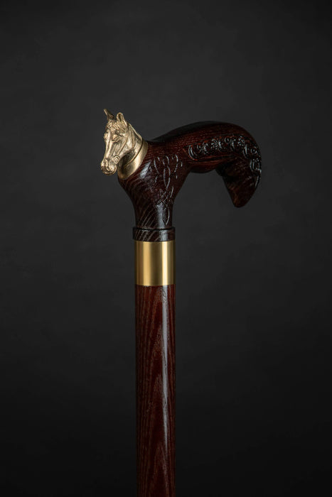 Wooden Walking Cane Horse Brass, Fashionable Walking Stick