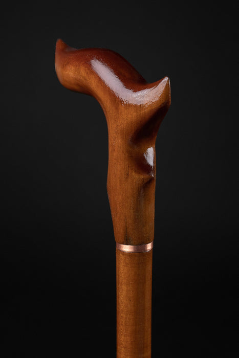 Ergonomic Walking Cane - Carved Wooden Walking Stick
