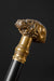 Artistic walking stick featuring hippopotamus motif