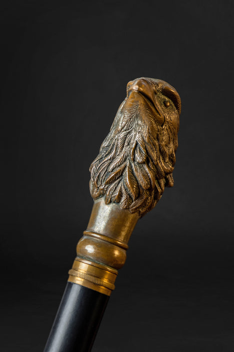 investment-grade antique bronze raven handle cane