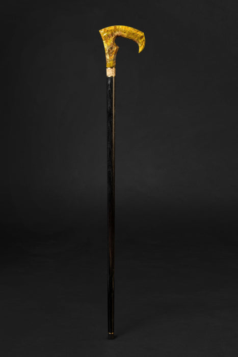 Modern Futuristic Walking Stick with Yellow Burl Wood Handle