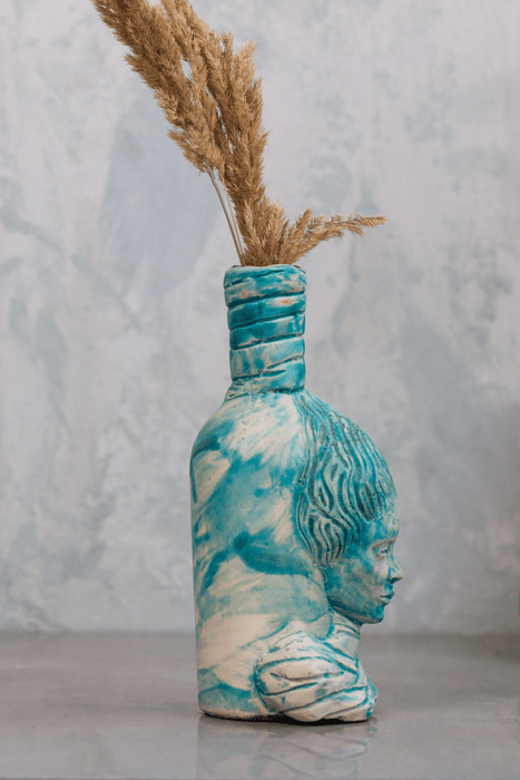 Turquoise Art Deco Vase Bottle