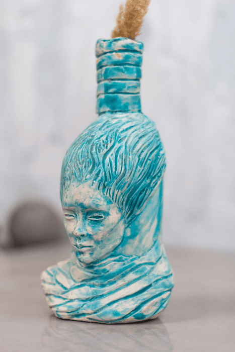 Turquoise Art Deco Vase Bottle