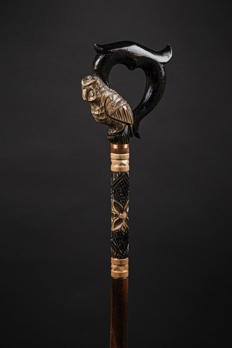 Stylish Owl Walking Cane, Carved Owl Head Walking Stick