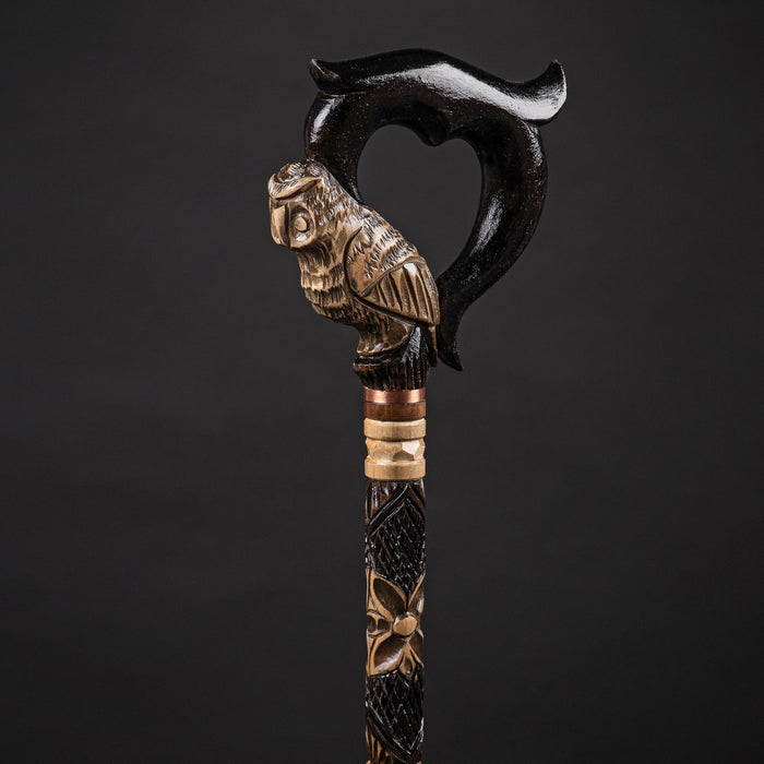 Stylish Owl Walking Cane, Carved Owl Head Walking Stick - Artynov | Unique Handmade Accessories