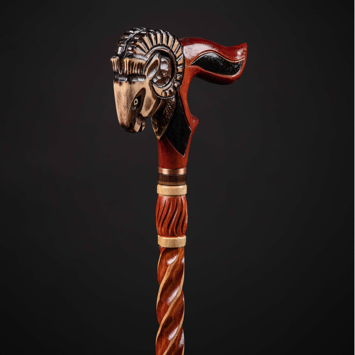 Wooden Head Ram Walking Cane - Custom Walking Sticks