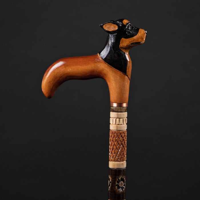 Hand Carved Dog Walking Cane - Carved Dog Head Walking Stick