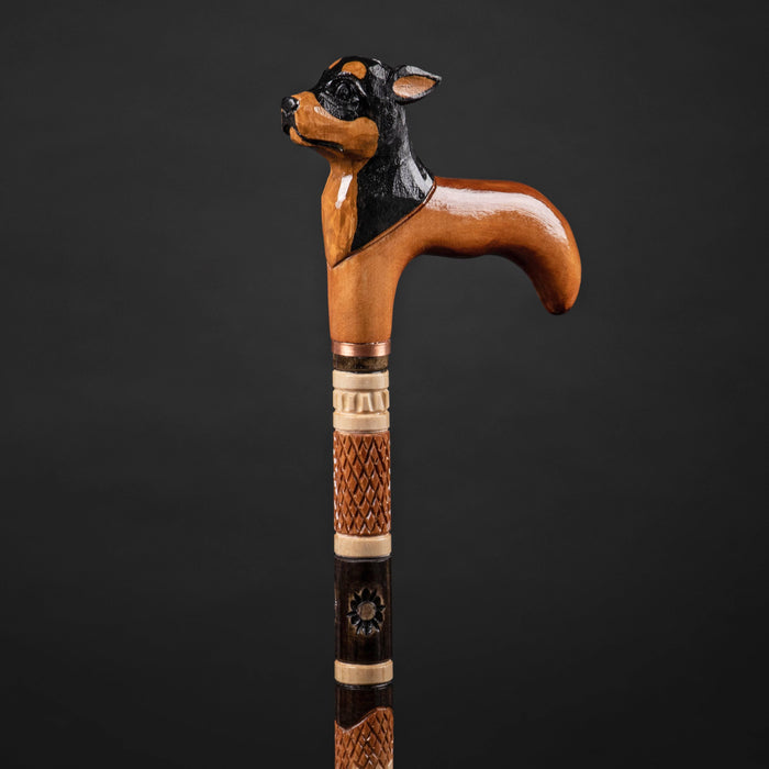 Hand Carved Dog Walking Cane - Carved Dog Head Walking Stick