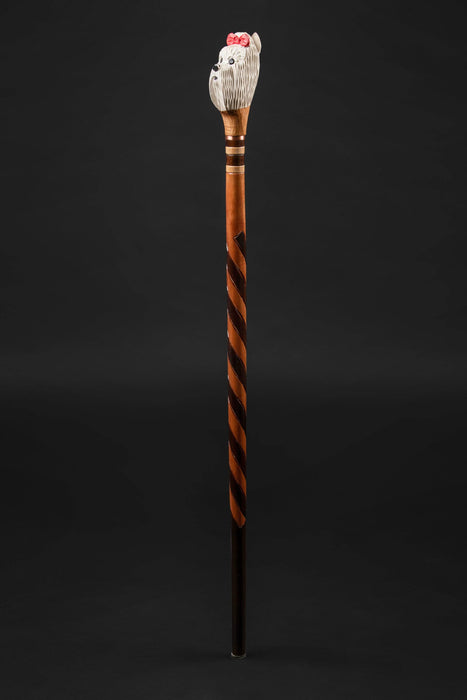 Walking Stick With Animal Carving - Carved Dog Head Walking Stick