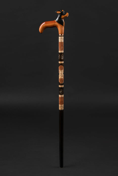 Hand Carved Dog Walking Cane - Carved Dog Head Walking Stick