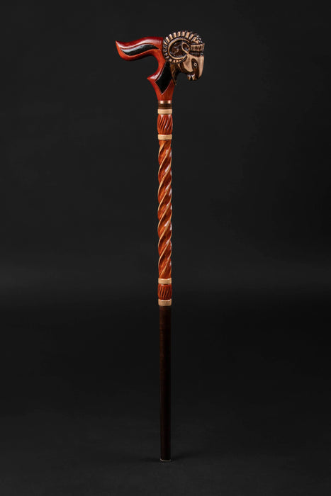 Wooden Head Ram Walking Cane - Custom Walking Sticks