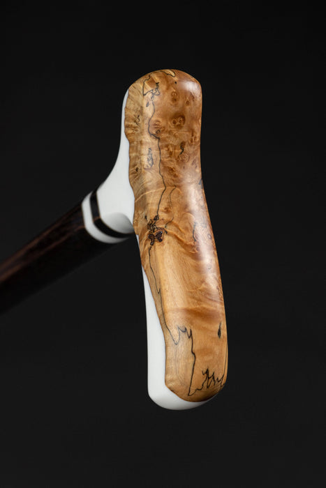 White Epoxy Maple Burl Walking Cane, Stylish Walking Cane