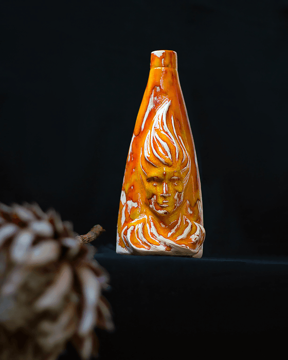 Orange Flamy Genie Vase - Vintage Style Vase Handmade