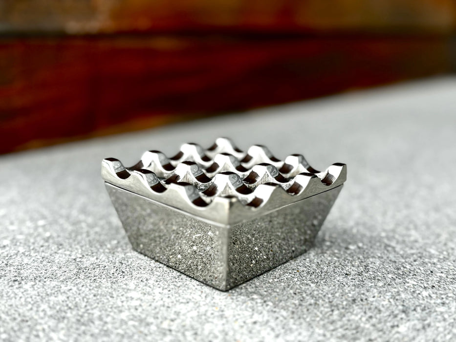 Stainless Steel Chrome Ashtray – 9-Hole Windproof Design