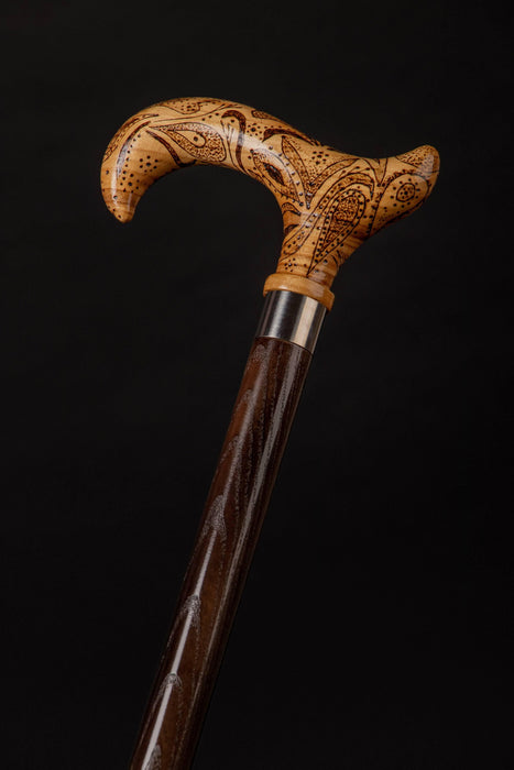 Victorian Style Derby Walking Cane Paisley Unique Design