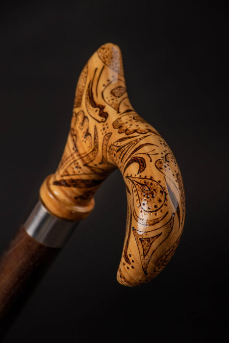 Victorian Style Derby Walking Cane Paisley Unique Design