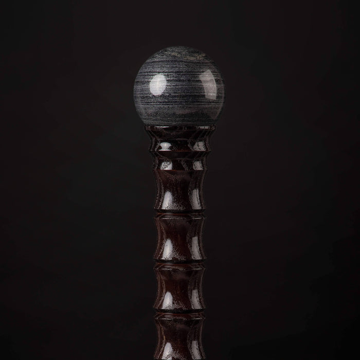 Walking Stick Knob Classic Handle Natural Stone Hematite